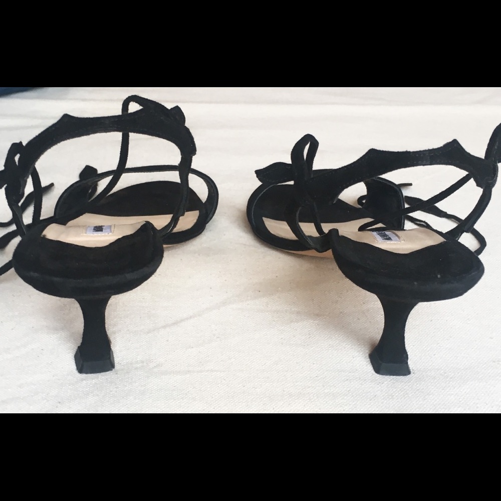 Manolo Blahnik Suede Lace-Up Sandals Black Size 39 - Picture 5 of 6